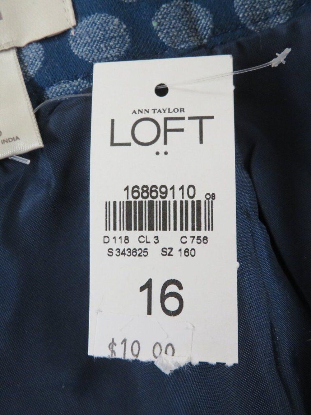 New! Ann Taylor LOFT Blue Dotted Pencil Skirt Size 16 - Picture 5 of 6